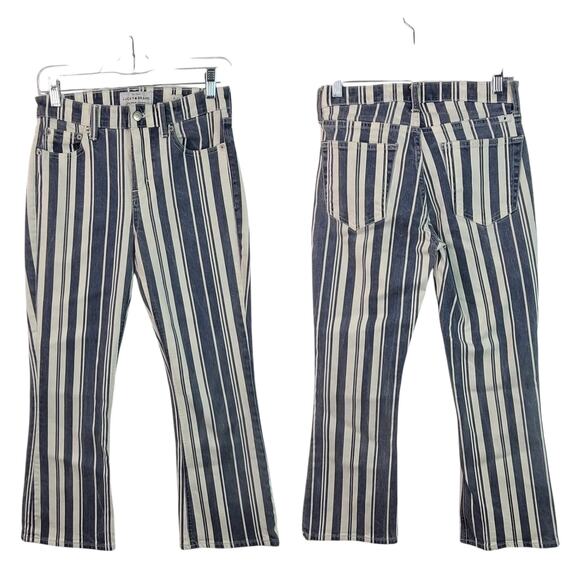 Lucky Brand Bridgette Mini Boot Blue White Striped Jeans Pants 25 - Picture 1 of 7
